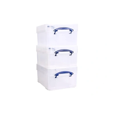 Image of Really Useful Box XL 21L Storage Box, Transparent, 3 Pack 456 x 356 230 mm
