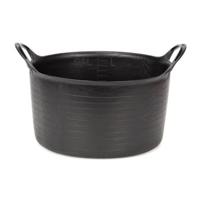 Image of Amtech Flexi Tub for Carrying Water, Soil, Bricks, Super Strong Reinforced Handles, Home DIY, Eco Friendly, Durable and Long Lasting, Heavy Duty, Cold Resistant (Black) (14L)