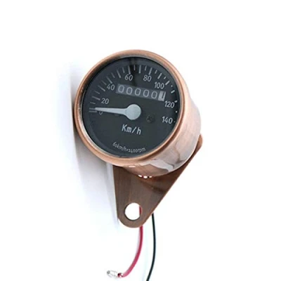 Image of Motorcycle Bottom Mount LED Universal Mechanical Odometer Tachometer Speedometer for Suzuki Yamaha Honda Kawasaki Cruiser Chopper Old School Vintage Cafe Racer Custom (Copper)
