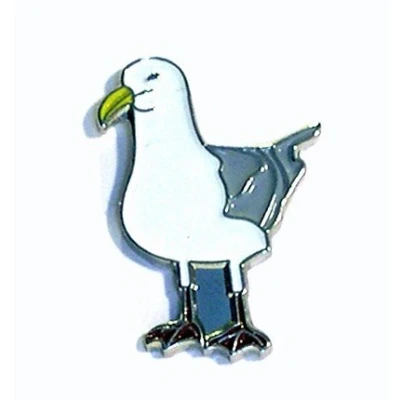 Image of Metal Enamel Pin Badge Brooch Bird Sea Gull Tern (Standing)