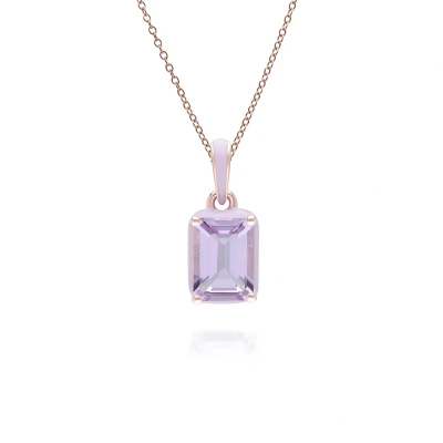Image of Siberian Waltz Violet Enamel &amp; Octagon Amethyst Pendant Necklace In Rose Gold Vermeil