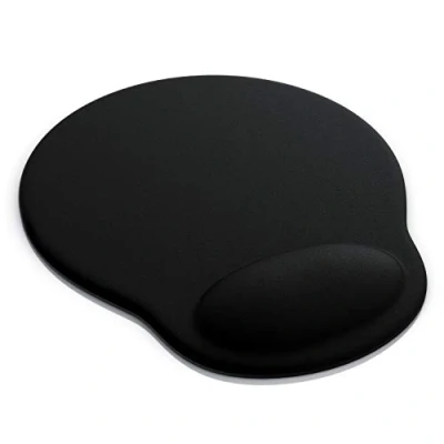 Image of MOUSE MAT Black ANTI SLIP COMFORT PAD with GEL FOAM REST WRIST SUPPORT FOR PC LAPTOP Compatible Laser and Optical Mice