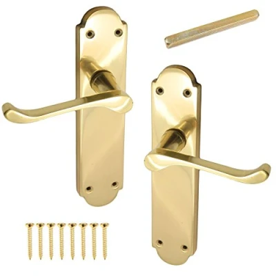 Image of Set of 200mm Polished Brass Victorian Regency Latch Handles