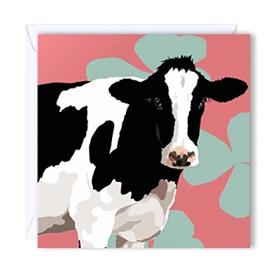Image of Cow Blank Greeting Card by Leslie Gerry