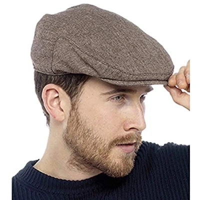 Image of Tom Franks Men’s Lined Checked Flat Cap Brown L/XL