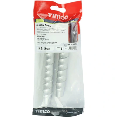 Image of 3x TIMCO Masonry Bolts Hex Exterior Silver MF16100PRE Pack of 2