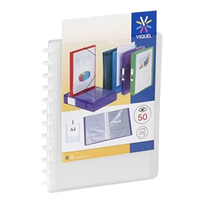 Image of Viquel Document Folder with Removable Pockets Customisable 50 Sheets A4 Size Colourless