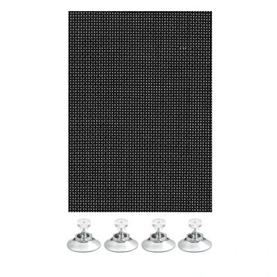 Image of GARDINIA, Flexible sun protection, Translucent, 4 Suction Cups Included, Black, 40 x 80 cm