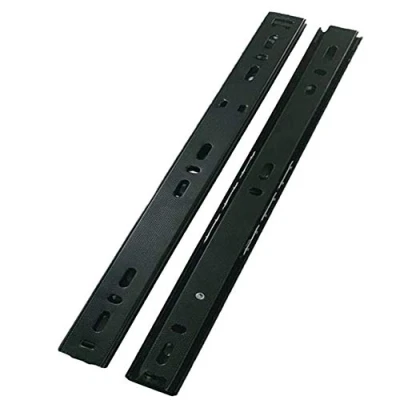 Image of Drawer Runner 1 Pair Metal Steel Ball Bearing Runners Slides 2 Folds Full Extension Side Mount Heavy Duty 25 Kg Load Capacity/Black / 280mm