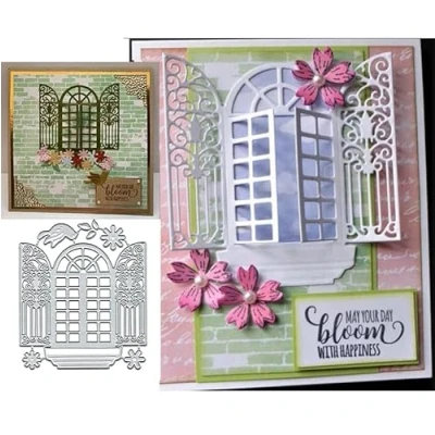 Image of Flower Switch Window Metal Die Cuts, Cutting Dies Embossing Stencils DIY Crafts Cards Cuts for Card Making Photo Decorative Paper Scrapbooking