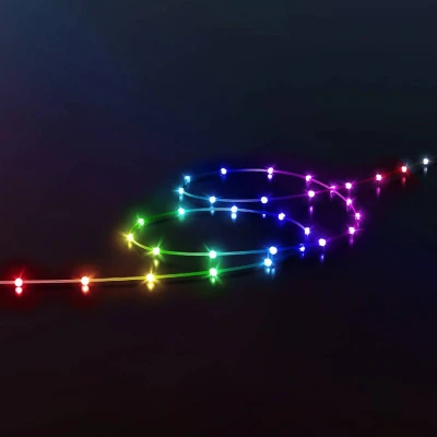 Image of Twinkly Dots 10m, Flexible RGB LED Strip, in and Outdoor, Compatible with Alexa Google Home, IP44, 16 M+ Colors, App Control, Transparent Wire, 200 Lights