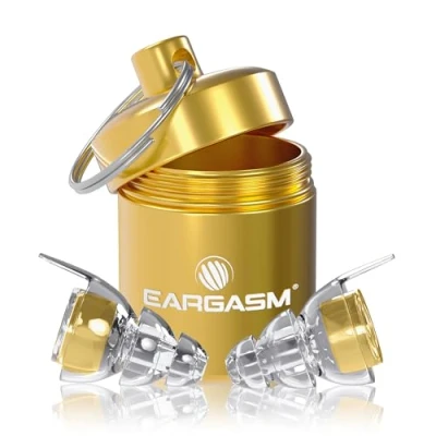 Image of Eargasm High Fidelity Earplugs with Gold Filters Reusable Noise Reduction Hearing Protection Ear Plugs Carrying Case for Bartenders, Concerts, Festivals, Raves, Musicians, Live Music, Sports