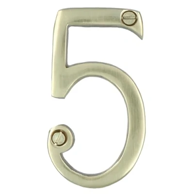 Image of Brass House Number 5 Door Sign 70mm Plaque Street Home Address Mail Letter