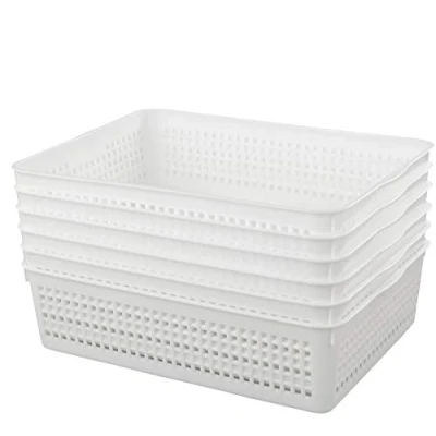 Image of Innouse Plastic A4 Paper Basket Trays, White Storage for Cupboards, 6 Packs