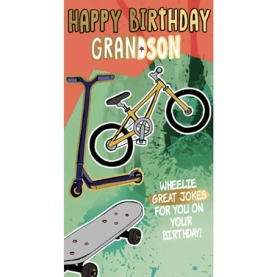 Image of Grandson Birthday Card, Funny Happy Card Grandson, Jokes Cards, Gold Foiled