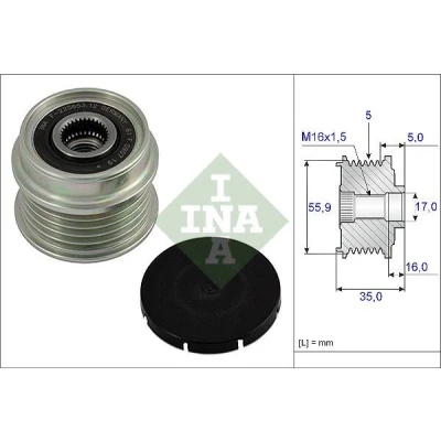 Image of 028903027Q, 028903027S, 028903028, 028903028F, 028903119AN Freewheel Clutch INA 535 0004 10 Requires special tools for mounting AUDI: A4 B5 Avant