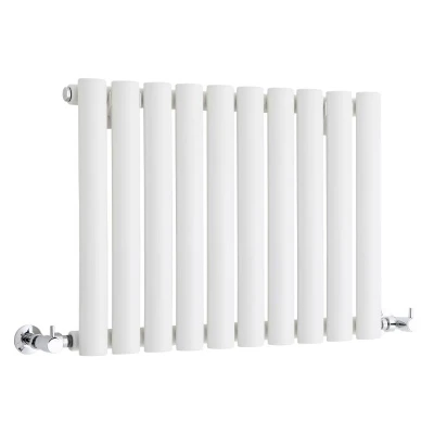 Image of Milano Aruba White Horizontal Single Oval Panel Radiator 400mm x 595mm