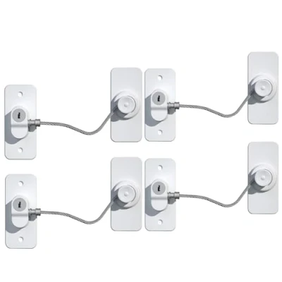 Image of Woobroo Window Locks for UPVC Windows, 4 Packs Safety No Drilling Restrictor UPVC, Child with Key, Pet Refrigerator Lock Childproof