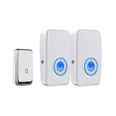 Image of 『No Battery Required』Wireless Doorbell Waterproof, AURTEC Door Chime Kit with 2 Plug in LED Flash Receivers &amp; 1 Press Self Powered Transmitter, 51 Chimes, 4 Volume Levels, No Required, White