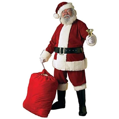Image of Rubies 23361 Deluxe Ultra Velvet Santa Suit Adult Sized Costumes, Solid, Red/White, XL