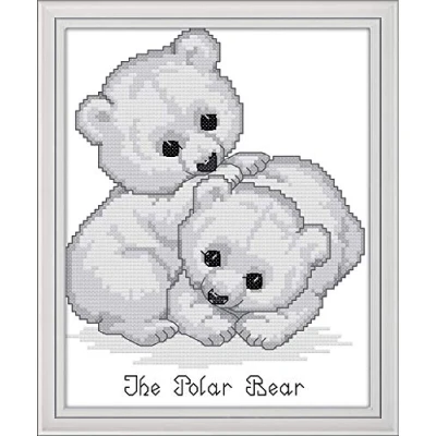 Image of Abillyn Embroidery Cross Stitch Kits The Polar Bear Stamped with Printed Pattern Starter Kit (Polar Bear)