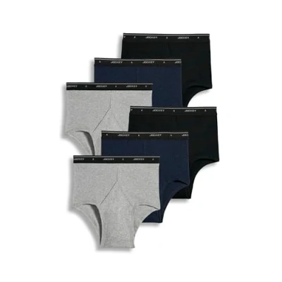Image of Jockey Men&#039;s Underwear Classic Full Rise Brief 6 Pack, Denim/Cinder Heather/Black, 44