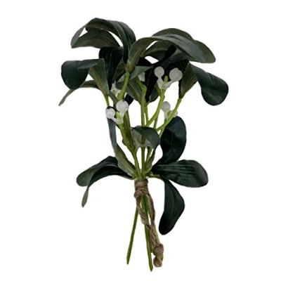 Image of Best Artificial 20cm Christmas Mistletoe Sprig/Spray with White Berries