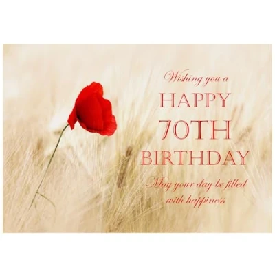 Image of Beebooh cards poppy in field 70th birthday card