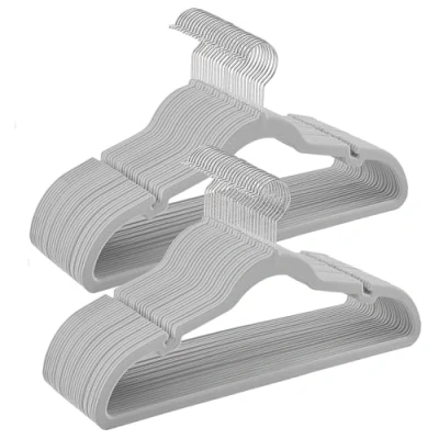 Image of SONGMICS Velvet Hangers, Pack 50 Coat Hangers for Clothes, Non Slip, with Shoulder Notches, Trouser Bar, 360 Swivel Hook, Space Saving, 0.6 cm Thick, 43 Long, Dove Grey CRF029G50