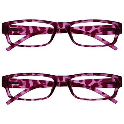 Image of OPULIZE, Reading glasses Pink Tortoiseshell Lightweight Comfortable Readers Value 2 Pack Mens Womens RR32 4 +2.50