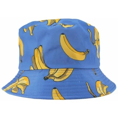 Image of Tom Franks Mens Reversible Printed Bucket Sun Hat in Bananas Blue, size: Large XL