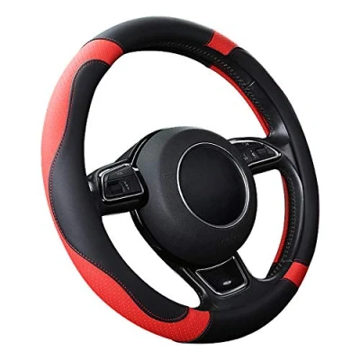 Image of SFONIA Car Steering Wheel Cover Protector Microfiber Leather Universal 37 38cm / 15&quot; Anti slip Breathable Durable (Red)