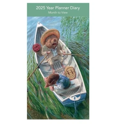 Image of Museums &amp; Galleries 2025 Slimline Year Planner Month To View Diary Wind in the Willows Design