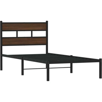 Image of vidaXL Bed Frame without Mattress with Headboard Brown Oak 90x200 cm