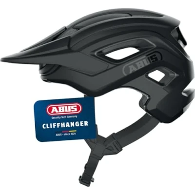 Image of ABUS MTB Helmet CliffHanger, Bike for Demanding Trails, Large Ventilation Openings and TriVider Strap System, Unisex Adult, Velvet Black, M