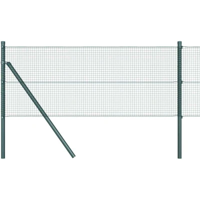 Image of vidaXL Fence Post Set of 2 Green Metal 25 x 0.5 m Durable