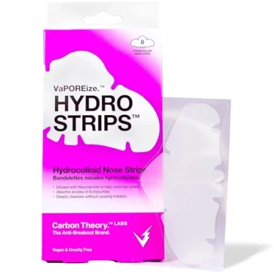 Image of Carbon Theory VaPOREize Nose Pore Strips with Niacinamide 8 x Hydrocolloid Spot Treatment Acne Patches Minimizer &amp; Blackhead Remover Vegan