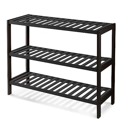 Image of KEPLIN 3 Tier Natural Bamboo Shoe Rack Easy Assembly &amp; Strong Design Stand Shelf Organiser Ideal for Corridor,Bedroom,Bathroom,Hallway Small Spaces Large Capacity Up to 15 Pairs of Shoes(55x70x25cm)