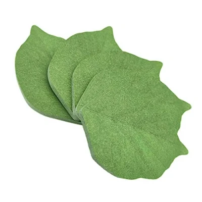 Image of 5 Packs Sticky Notes Stickers Removable Self Stick Scratch Pads for Desk Office School Memos Green Leaf Shaped