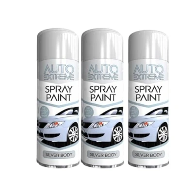 Image of YSAMAX All Purpose Auto Extreme Spray Paint, Boast a Stunning Appearance, Long Lasting Durability, Effortless Excellence, Silver Body Gloss, 250 ML (3PCS)