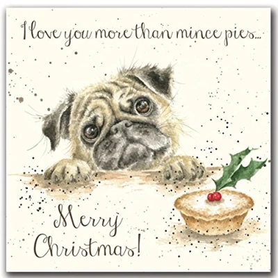 Image of Wrendale Designs by Hannah Dale Mince Pies Gold Foiled Christmas Card Single