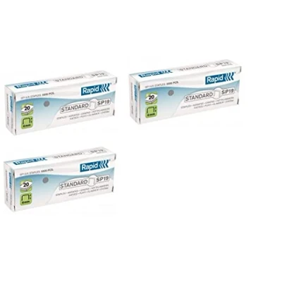 Image of Rapid SP19 Standard Staples, For Stapling up to 20 Sheets, Use with Pliers, Galvanised Wire, Pack of 15000, 24873900