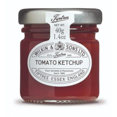 Image of Wilkin &amp; Sons Tiptree Tomato Ketchup, Large Case / 72 pack of 40g Mini Glass Jar Portion Pots