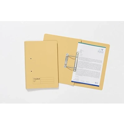 Image of Exacompta Ref 211/7003Z Guildhall Spiral File, 355 x 250mm, 420gsm Durable Heavyweight Sprint Manilla, Suitable for Foolscap Documents Yellow, Pack of 25