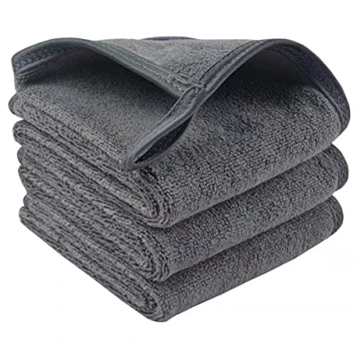 Image of Microfibre Face Cloths Super Soft Makeup Remover Cleaning Odor Free Washcloths for 30cm x 3 Pack Grey