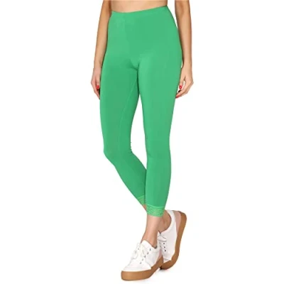 Image of Merry Style Women&#039;s Leggings 7/8 with Lace MS10 342(Green,L)