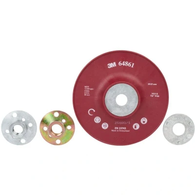 Image of 3M High Performance Ribbed Back Up Pad, 125 mm, Red