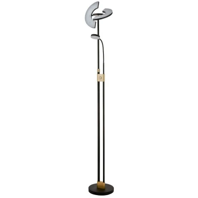 Image of Led Mother &amp; Child Floor Lamp Matt Black Satin Brass