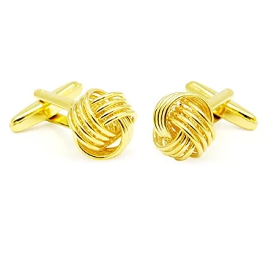 Image of HONEY BEAR Knot Cufflinks for Men Cuff Link Shirt Wedding Business Shinny Gold