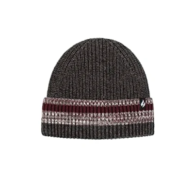 Image of Mens 1 Pack SOCKSHOP Heat Holders Arran Turnover Stripe Hat Charcoal One Size